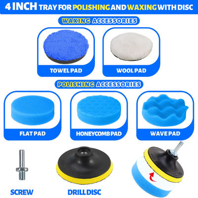 22 Pcs Car Detailing Kit Brushes Set Interior Cleaning With Auto Drill Soft Brush Attachment Sponge Polishing Pads