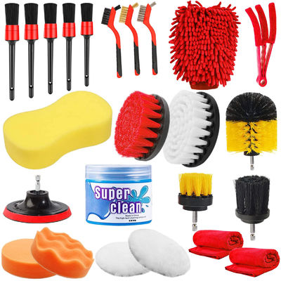 Car Cleaning Tools Set 24 Pcs Auto Detailing Brush Waxing Sponge Washing Interior Exterior