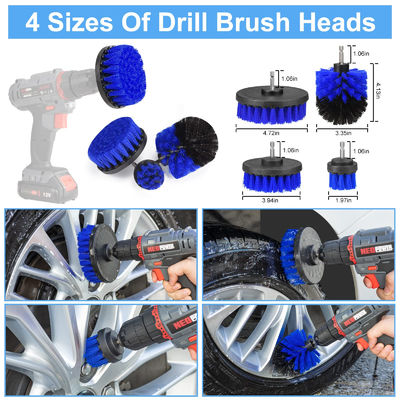 23 Pcs Drill Soft Brushes Attachemnt Auto Detailing Brush Blue For Wheels Cleaning