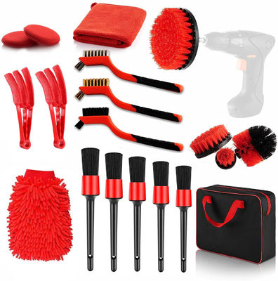 19Pcs Car Detailing Brush Set With Carry Bag All Purpose Clean For Cleaning Interior, Exterior