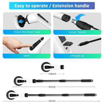 220RPM Cordless Electric Scrubber Electric Shower Brush Cleaner With 7 Replacement Heads