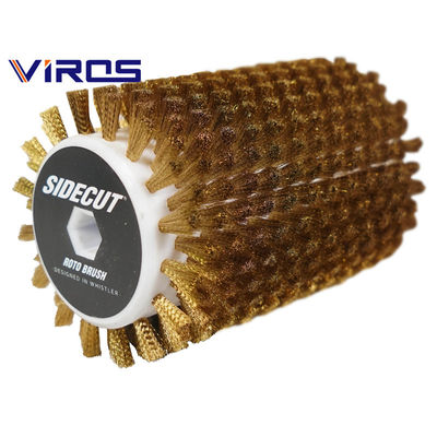 Rotating Industrial Nylon Roller Brush Copper Wire For Ski Polishing Waxing Conveyor Cleaning