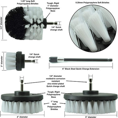 5pcs 2.5inch Drill Scrub Brush Power Scrubbing Brush Drill Attachment For Car Detailing