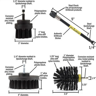 Cordless Drill Brush Brush Attachment Power Scrubber Set 4 Piece