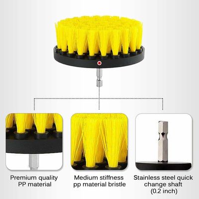4inch Yellow Color Drill Scrub Brush Set For Most Power Drills