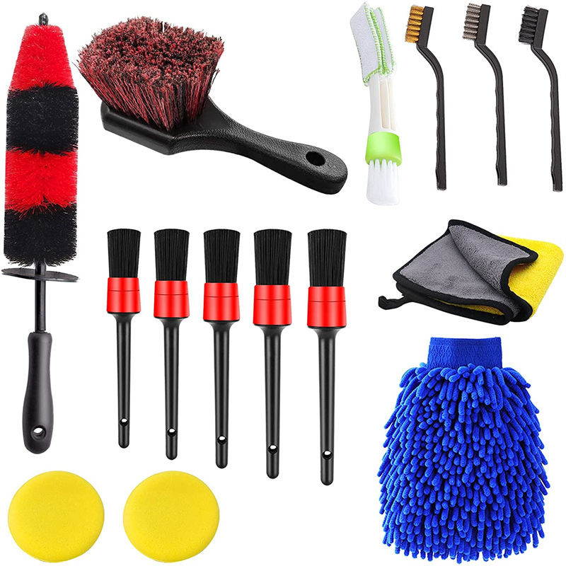 Multifunctional Interior Car Detailing Brush 15PCS Woollywormit Wheel Brush