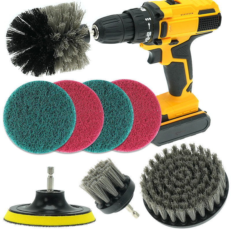 8 Pack Electric Drill Wheel Cleaning Brush Set Power Scrubber Brush Set for Drill