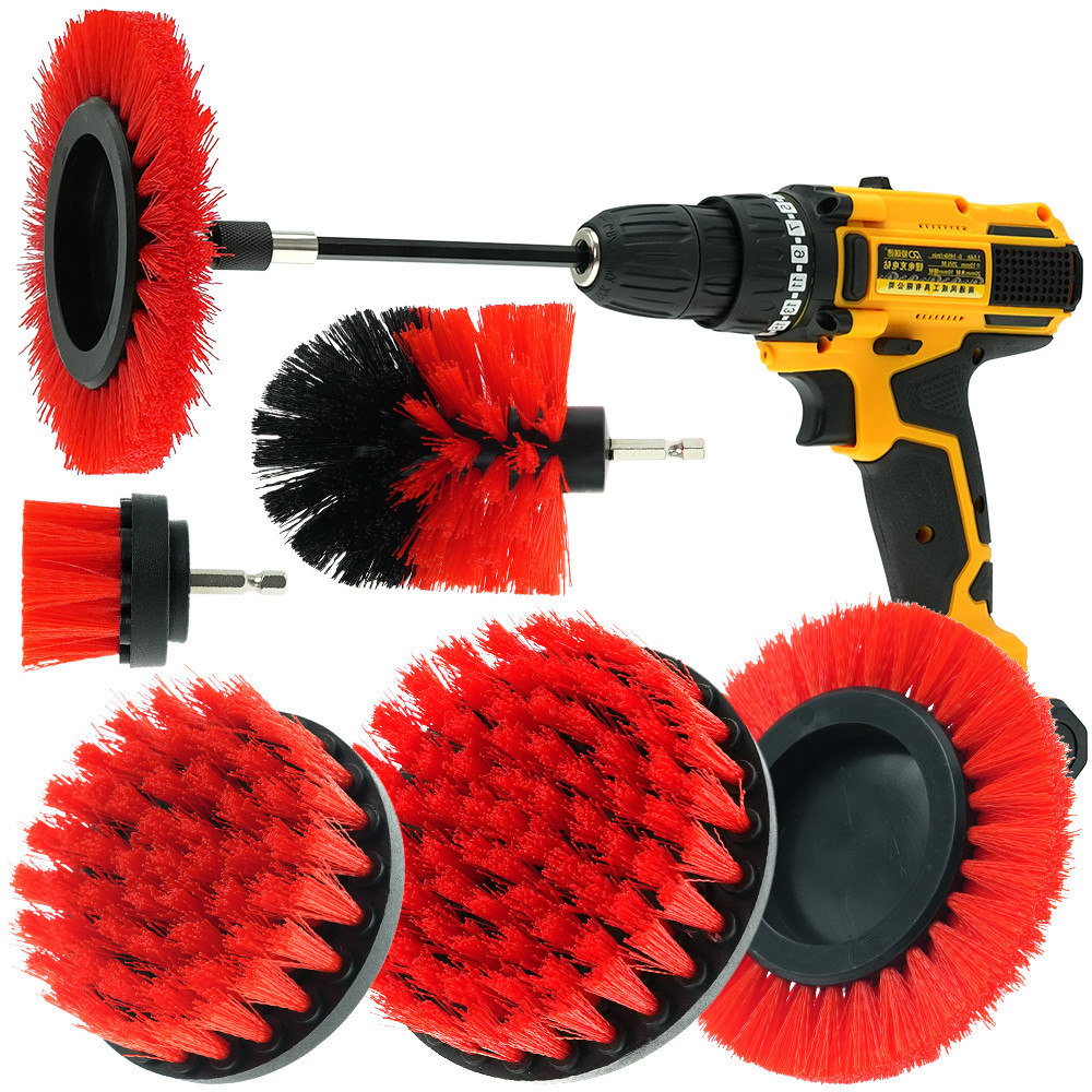 Extension Grout Drill Brush Attachment Medium Hardness For Barbecue Tool Cleaning