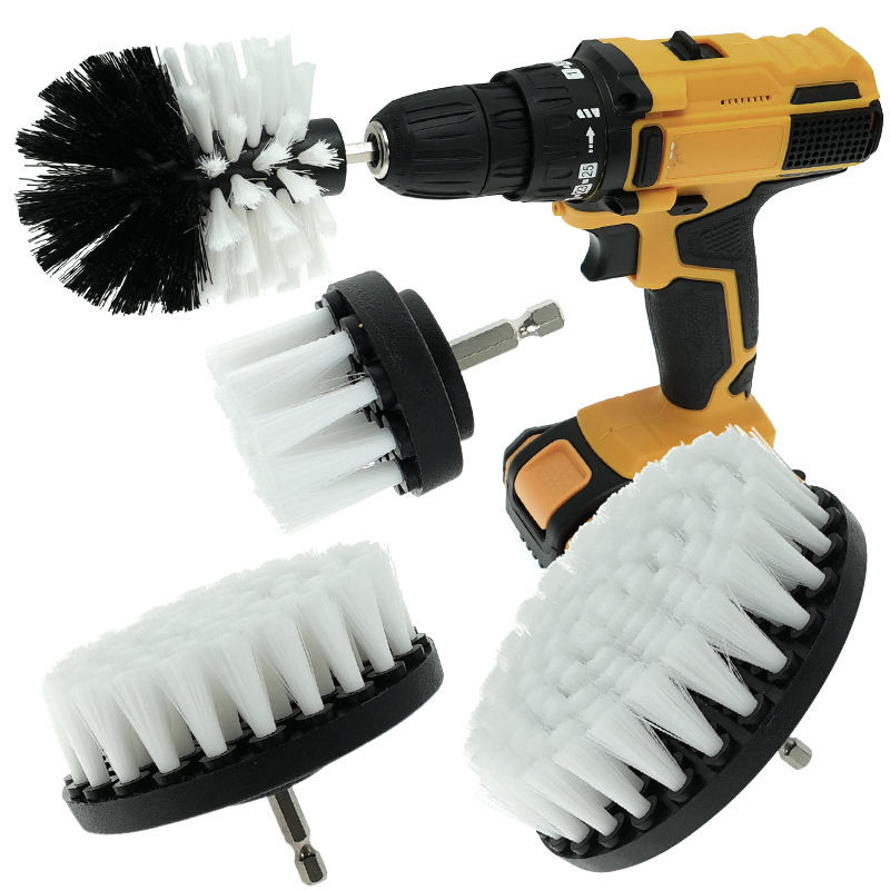 White 2.5inch Drill Scrub Brush Power Scrubbing Brush Drill Attachment For Car Detailing