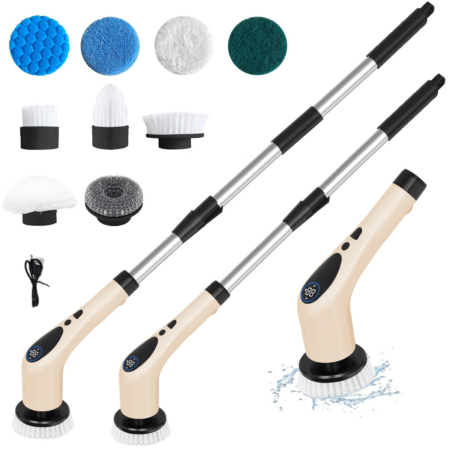 9 In 1 Electric Spin Scrubber With Adjustable Handle